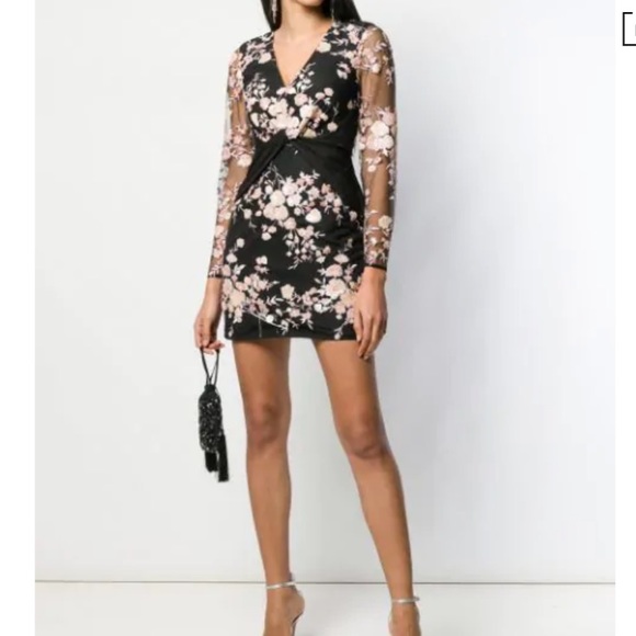 self portrait black long sleeve dress